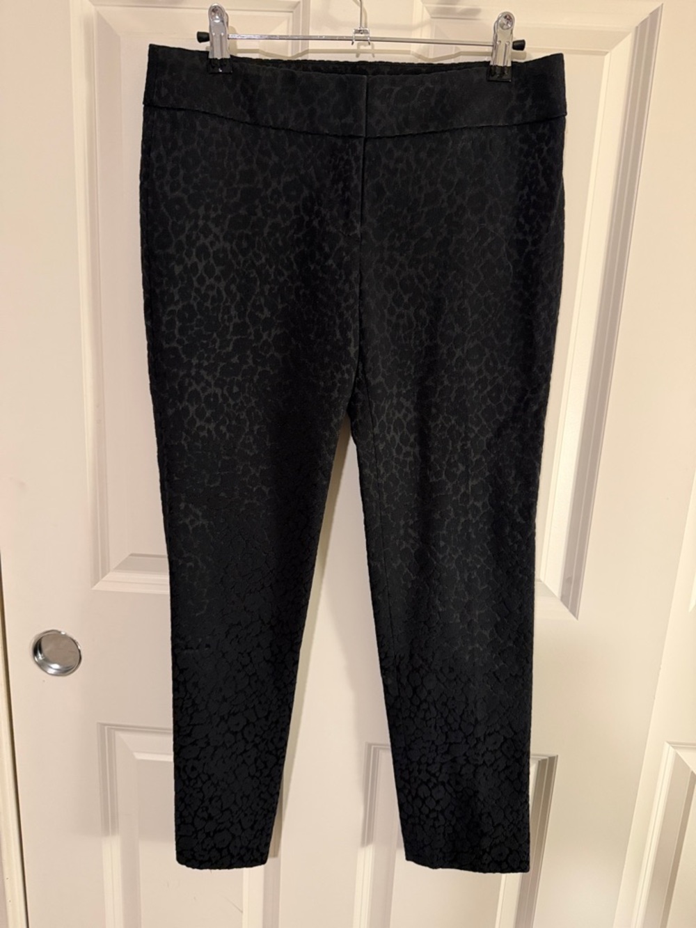 LOFT Marisa Black Leopard Skinny Ponte Pants
